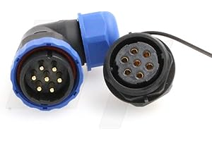 HANGTON CONNECT HangTon HE29 7 Pin Plastic Waterproof Wire Connector Threaded Outdoor Industrial Electrical Power Circular Male Female Angled Cable Plug + Panel Socket (7 pin)