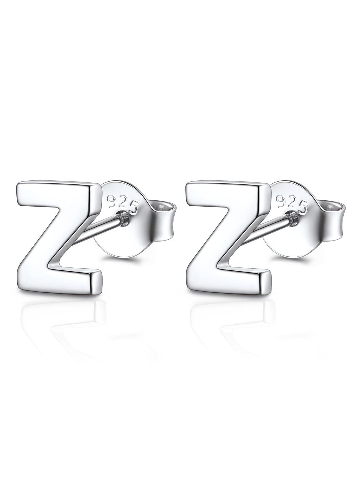 FOCALOOK Stud Earrings for Women Sterling Silver Initial Earring 925 Letter Z Silver Ear Studs Personalized Alphabet Jewelry Hypoallergenic Meaningful Gifts for Womens