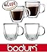 Bodum Bistro 5-Ounce Double Wall Glass, Espresso Coffee Cups Mugs - Clear (Set of 4 Glasses)