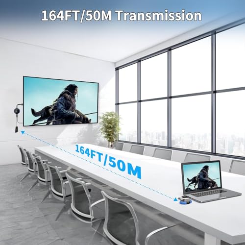 4K/5G HDMI Wireless Transmitter & Receiver, 164FT/50M HD Streaming Video/Audio Receiver for Camera/PC/Laptop/PS5/Blu-Ray to Monitor/Projector, Support Multilingual