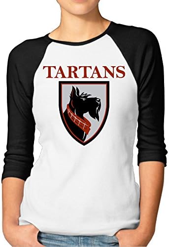 Hotgirl4 Women Carnegie Mellon University Tartans Raglan 3/4 Sleeve T-Shirt Color Black XXL