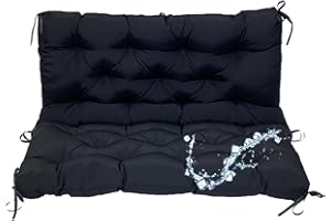 GHKWXUE 2-3 Seater outdoor furniture swing cushions Thicken 5" Waterproof Swing Replacement Cushions with Backrest High elastic PP cotton filling Garden Patio Outdoor/Indoor Swing chair cushion,60"x40"/black