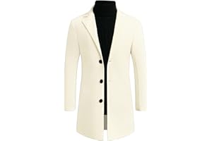 Lars Amadeus Men's Trench Coat Slim Fit Winter Notched Lapel Single Breasted Long Jacket Overcoat