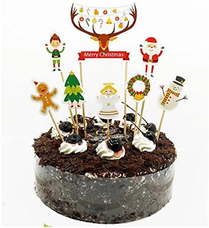 Pietra Flower Santa Claus and Deer Cake Toppers Cartoon Design for Christmas Party Decoration