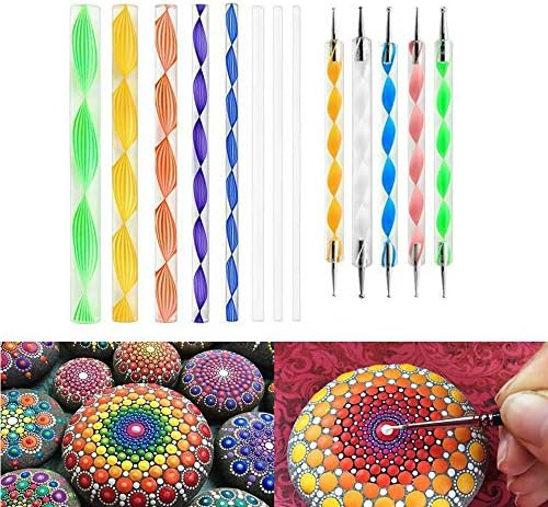 Angshop Mandala Rock Painting Pen Dot Dotting Tools Stencil Brush Set 13 PCS Flat Head 4mm 5mm 6mm 8mm 10mm 12mm 14mm Diameter 5 Stylus