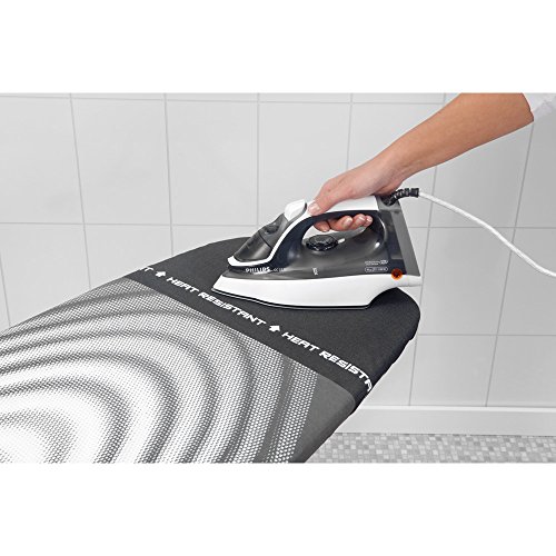 Brabantia Size D Ironing Board (53 x 18in) Heat Resistant Parking Zone, Black Frame, Non-Slip Feet, Suitable for Sit Down Ironing (Titan Oval)
