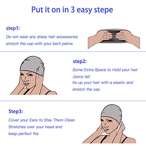 image for Yostyle Swim Cap, Silicone Swimming Caps for Long Hair - 3D Ergonomic 