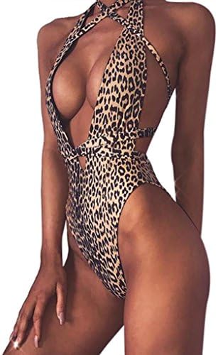 Halijack Women Swimwear, One Piece Bikinis Set Swimsuit Ladies Leopard Hollow Out Push up Padded Monokini Casual Beachwear Swimming Costume Summer Beach Bikini Bathing Suits