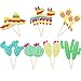 Boao 70 Pieces Fiesta Cupcake Toppers Maraca Sombrero Cactus Cake Toppers Fiesta Theme Party Supplies Party Cake Picks Decor Set