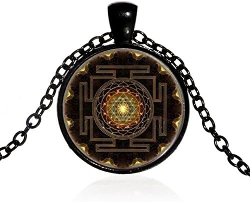 Sri yantra Sacred geometry jewelry necklace for men, Sri yantra necklace