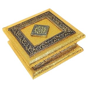GiftNagri Wood Handcrafted Traditional Dry Fruit Box/Chocolate Box (Multi_6 Inch X 6 Inch X 2.5 Inch), Rectangular…