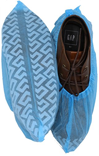 Premium Disposable Blue Boot & Shoe Covers Booties For Movers Hygienic Medical Floor Protection Non-Slip Durable Water Resistant Recyclable 100-Pack (Large Size Fits Most)