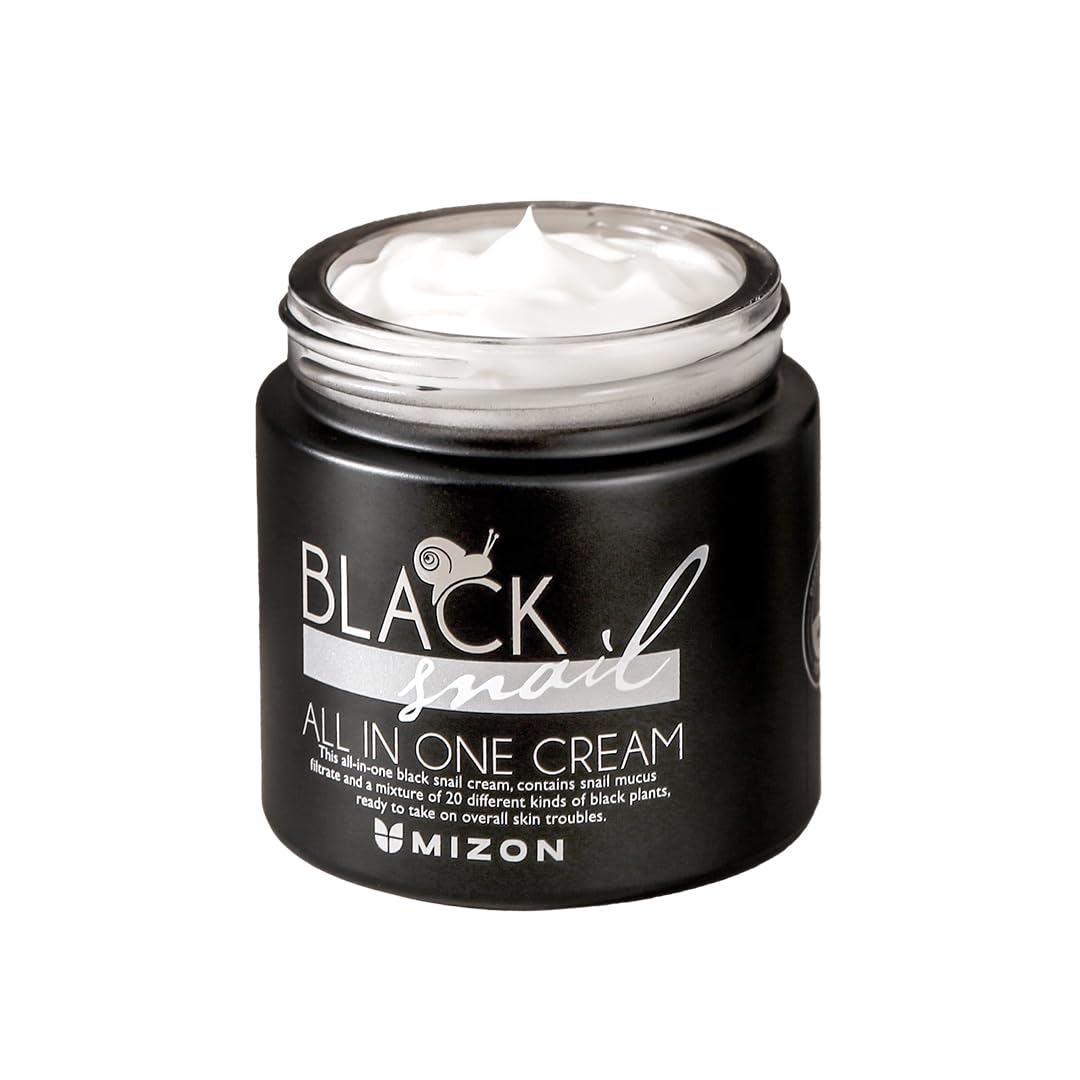 [MIZON] BLACK SNAIL ALL IN ONE CREAM (75ml) Korean skincare - Premium Snail Repair Cream - Intensive Care - Black Snail Mucin & Plant Extracts - Anti aging skincare