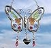 KY&BOSAM Gifts for Grandma Butterfly Suncatcher with Pressed Flower Wings and a Silver Grandma Heart Charm - Stain Glass Panels Grandma Gifts Wind Chime - Mothers Day Birthday Christmas