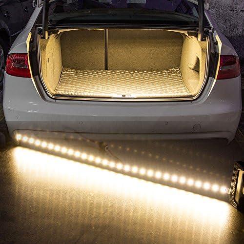 Rayhoo 30-SMD-5050 LED Strip Light For Car Trunk Cargo Area or Interior Illumination, Warm White, LED Trunk Lights for audi nissan mazda honda lexus volkswagen infiniti