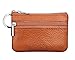 ETIAL Womens Genuine Leather Zip Mini Coin Purse w/ Key Ring Brown