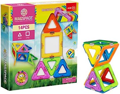 MAGSPACE Magnetic Building Set (14 Pieces) - Magnetic Magic Power - Best Educational Magnetic Building Blocks For Kids - Magnet Construction STEM Toy Set - Best Gift for Children