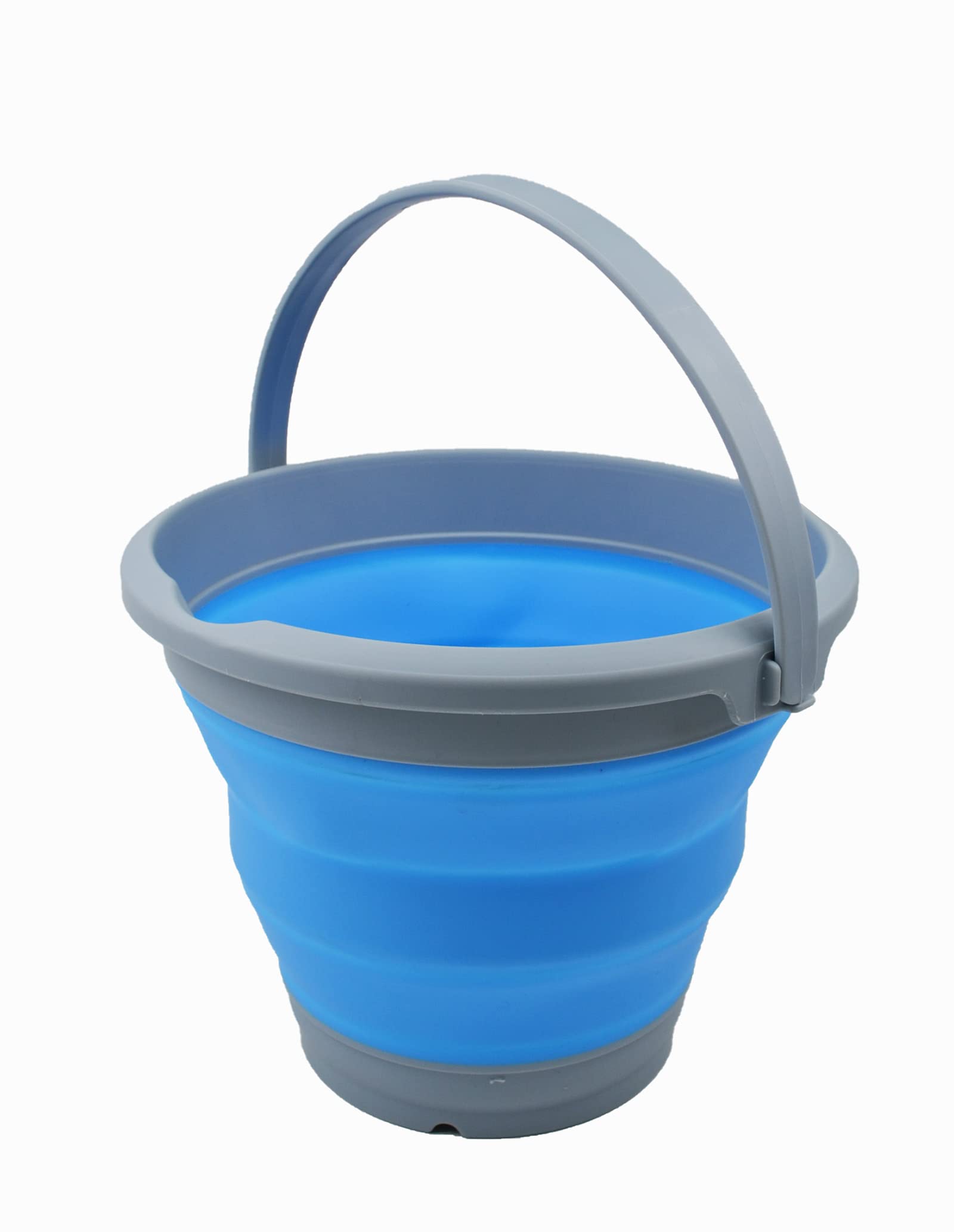 SAMMART Collapsible Bucket (Grey/Marine Blue, 5.5L - Round)