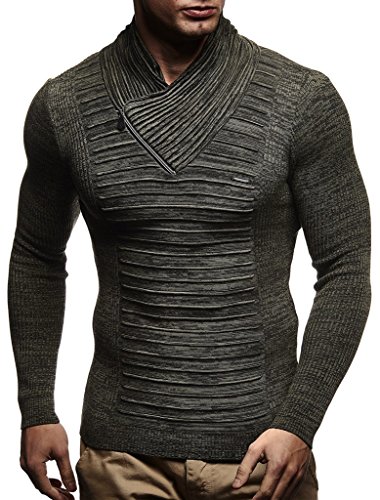 Leif Nelson LN1535 Men s Knitted Turtleneck Pullover with Zipper Accent; Size XX-Large, Khaki