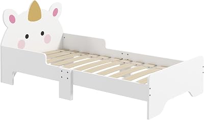 ZONEKIZ Toddler Bed Frame with Unicorn Design for Ages 3-6 Years