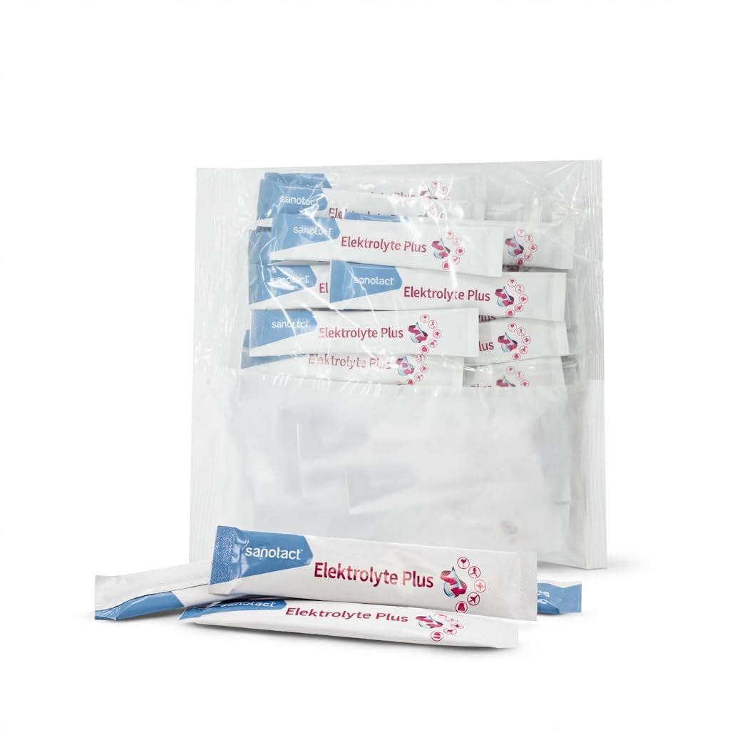 sanotact Elektrolyte Plus 50 Stück – Großpackung für Festival, Sport & Hochzeit Gastgeschenk – Elektrolyte Pulver für den Party Urlaub Zubehör & Training