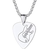 PROSTEEL Trendy Guitar/Guitar Pick/Microphone Necklace for Men Women, 316L Stainless Steel Necklace in Silver/Gold/Black Tone, for Music Lover, Come with Box