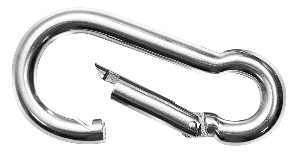 M9 x 90mm Steel Snap Hook Carabiner Clip Snap Hook Spring Loaded Steel Karabiner (Pack of 2) B10D