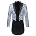 Mens Tails Slim Fit Tailcoat Sequin Dress Coat Swallowtail Dinner Party Wedding Blazer Suit Jacket Silver