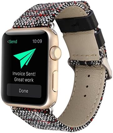 Denim Fabric Genuine Leather Watch Band for Apple Watch, WanHua 38MM/42MM Replacement Watch Strap Band For Apple Watch iwatch Series 1 Series 2 Series 3