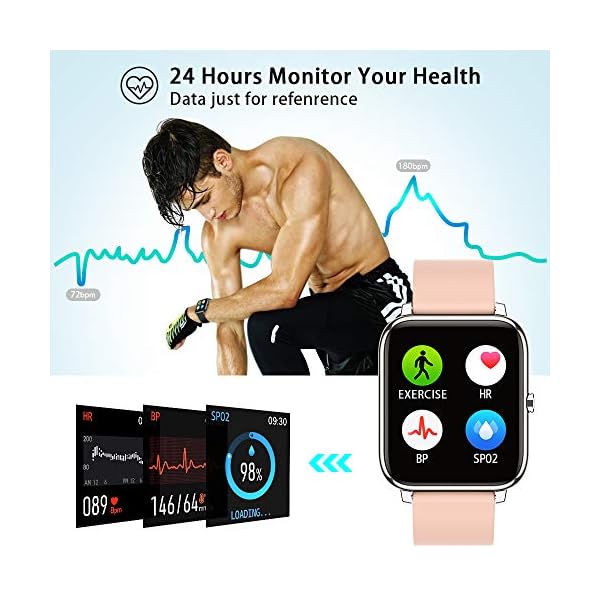 Popglory Smart Watch, 1.4'' HD Fitness Tracker with Blood Pressure, Heart Rate & Blood Oxygen Monitor, Smartwatch, Step…