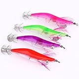 VERY100 Lot4Pcs Shrimp Flashing LED Light Squid Jig Fishing Lure Prawn Tackle Hooks 10cm
