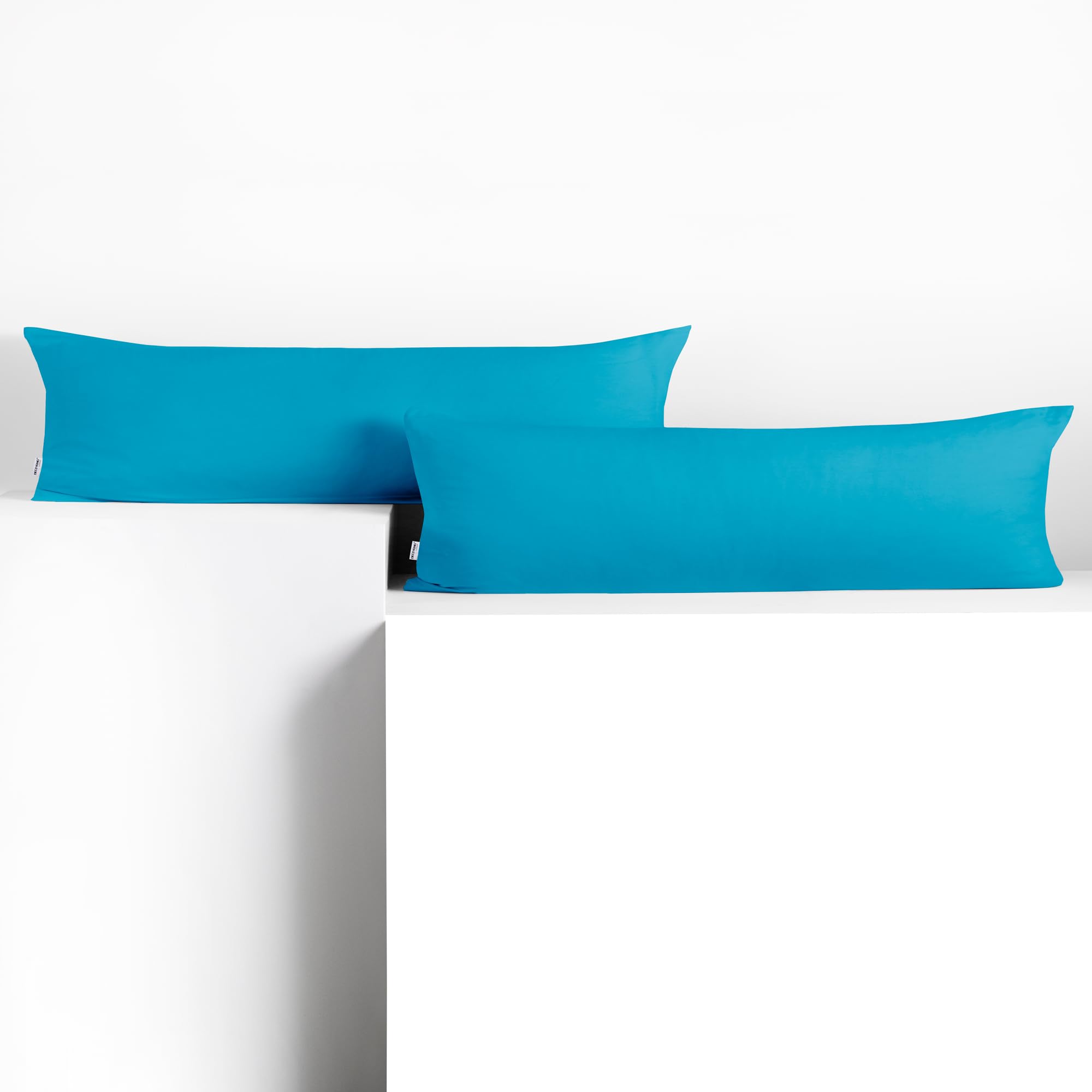 DecoKing 2 Pillowcases 20 x 145 cm Jersey 100% Combed Cotton Zip Cyan Amber