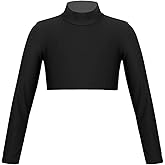 YiZYiF Kids Girls Basics Sportswear Athletic Long Sleeve Stretch Short Mock Neck T-Shirt Crop Top