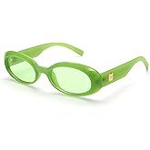 GUVIVI Trendy Oval Sunglasses for Women Retro Vintage 90s Sunnies for Small Face Narrow Round Shades Cat Eye