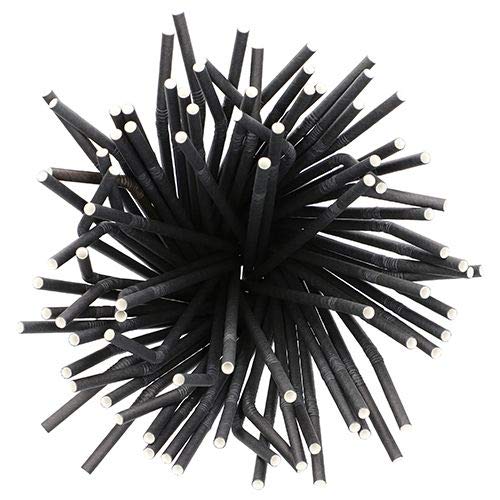 Papstar Trinkhalme, Papier "pure" Ø 6 mm, 22 cm schwarz flexibel 88366 Papiertrinkhalme Papierstrohhalme mit Knick umweltfreundlich, 1000 Stück – Bild 3