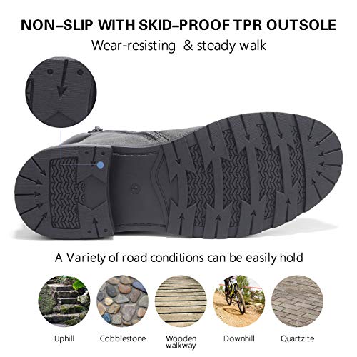 GM GOLAIMAN Combat Motorcycle Boots-Lace Up Zip Boot for Men Work Military Tactical Hiking 11 M US, 66 Grey - Thumbnail 3