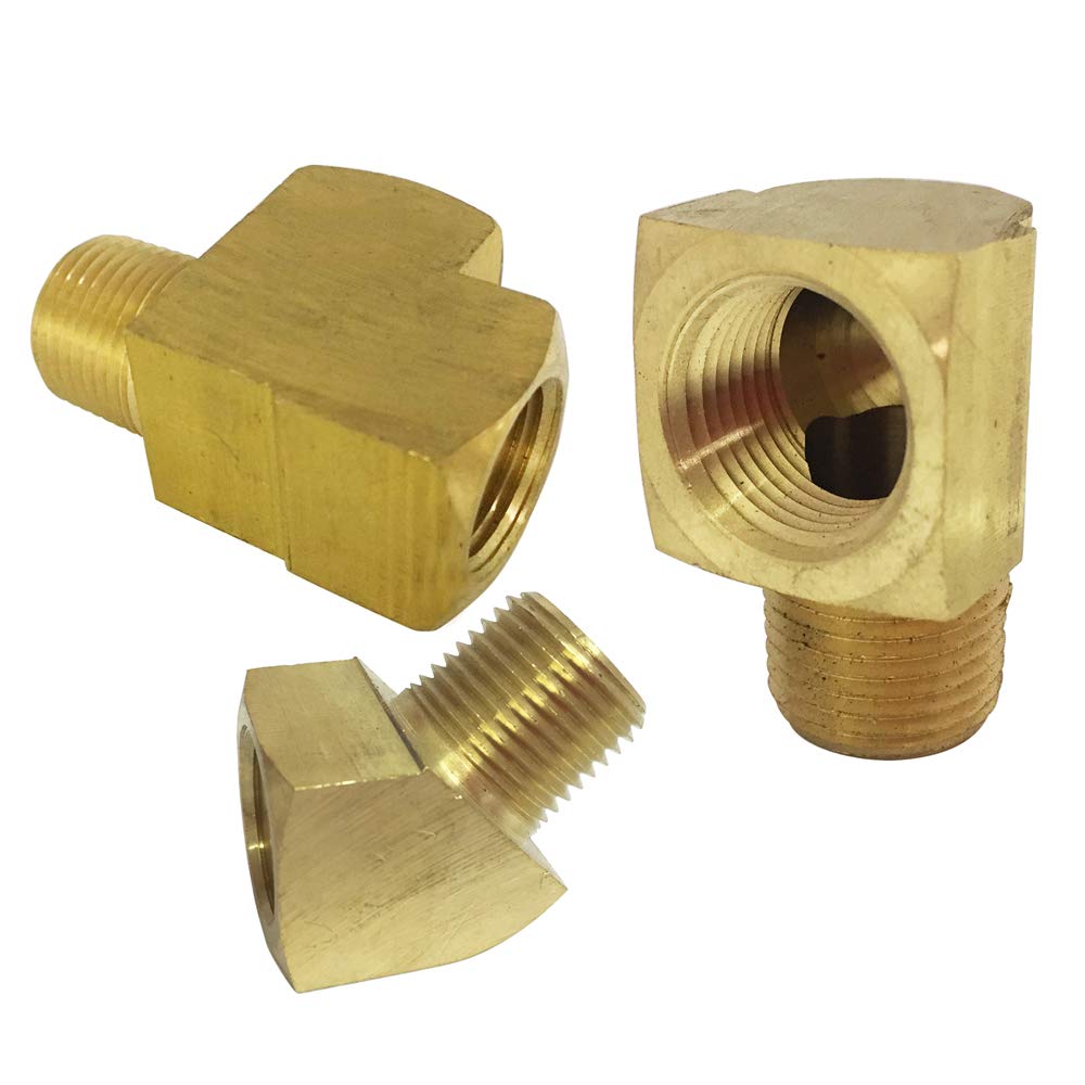 Brass Pipe Fitting Assortment Kit, 3/8" NPT 45 Degree Street Elbow & 3/