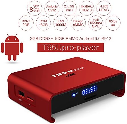 Smart Android 6.0 TV BOX, U2C T95U Pro Amlogic S912 Octa-core 2GB 16GB LAN 100M/1000M with Fully Loaded Unlocked HD 4K Set Top Box 3D Dual-Band WiFi Bluetooth 4.0 Streaming Media Player