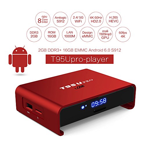 Smart Android 6.0 TV BOX, U2C T95U Pro Amlogic S912 Octa-core 2GB 16GB LAN 100M/1000M with Fully Loaded Unlocked HD 4K Set Top Box 3D Dual-Band WiFi Bluetooth 4.0 Streaming Media Player