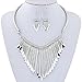 MChoice Necklace, New Luxury Womens Metal Tassels Pendant Chain Bib Necklace Earrings Jewelry Set (Silver)