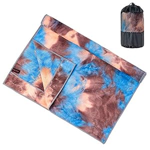 adorence Non Slip Yoga Towel (Upgraded PVC Grippies+Side Pockets) Microfiber Sweat Absorbent & Quick Dry Mat Towel – Ideal for Hot Yoga, Pilates and Workout