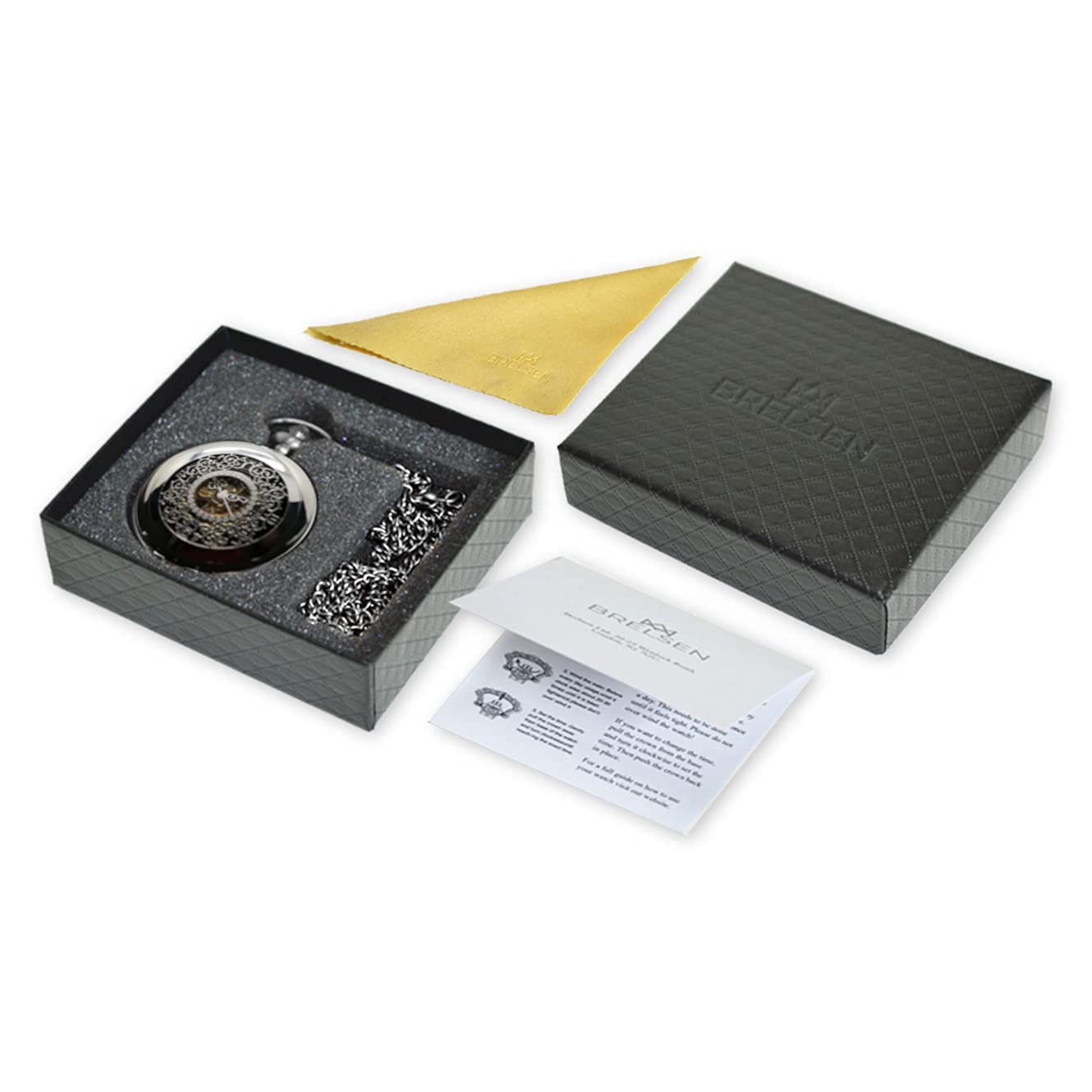 Brelsen Signature Silver Mechanical Demi Half Hunter Pocket Watch