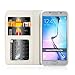 Galaxy S6 Case,Galaxy S6 Wallet Case,CASELAND [Premium Pattern] Wallet Stand PU Leather Fashion Design Flip Cover Case for Samsung Galaxy S6 [White Flower]