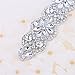 Bridal Rhinestone Appliques, FANGZHIDI 23.4 Inches Silver Beaded Patches with Sparkle Clear Crystal Stone and Pearls- Best for DIY on Wedding Dress, Sew on or Iron on Bridal Belt Sash, Wedding Cake