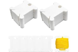 CIXLOGIC 50pcs White Plastic Floss Bobbins Cross Stitch Cotton Thread Organiser Floss Bobbin Cards for Craft DIY Embroidery S