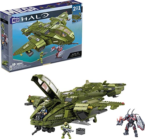 MEGA Halo Pelican Inbound vehicle Halo Infinite Building Set with Master Chief character figure, Building Toys for Boys (Amazon Exclusive)