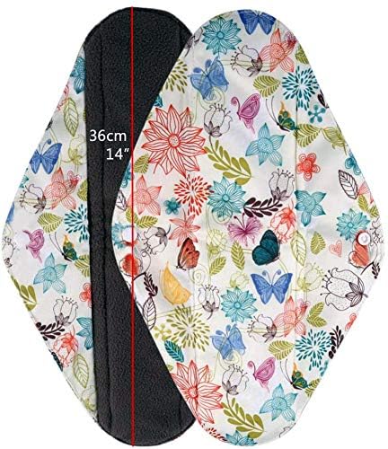 6PCS Extra Large 14 Inch Cloth Menstrual Pads for Night Washable Sanitary Towels Heavy Flow Reusable Pads for Postpartum Nursing Pads (XL 14inch) - Image 3