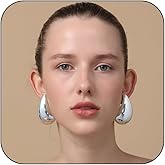 VULETO Extra Large Big Drop Earrings for Women, Oversized Chunky Gold Hoop Earrings Lightweight Hypoallergenic Gold Plated Earring Fashion Jewelry