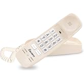 Excelltel Retro Corded Landline Phone, Vintage Wall Mount &amp; Desk Telephone | No Power Required, Emergency Use, Big Button for Seniors/Elderly with Loud Ringer &amp; Flashing Light, Clear Sound (Beige)