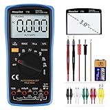 Digital Multimeter, Morpilot Auto-Ranging 6000 Counts DC/AC Voltage & Current, Resistance, Frequency, Continuity, Capacitance, Diode, Temperature, 3.0 Inch Backlight Large LCD Display & Test Leads